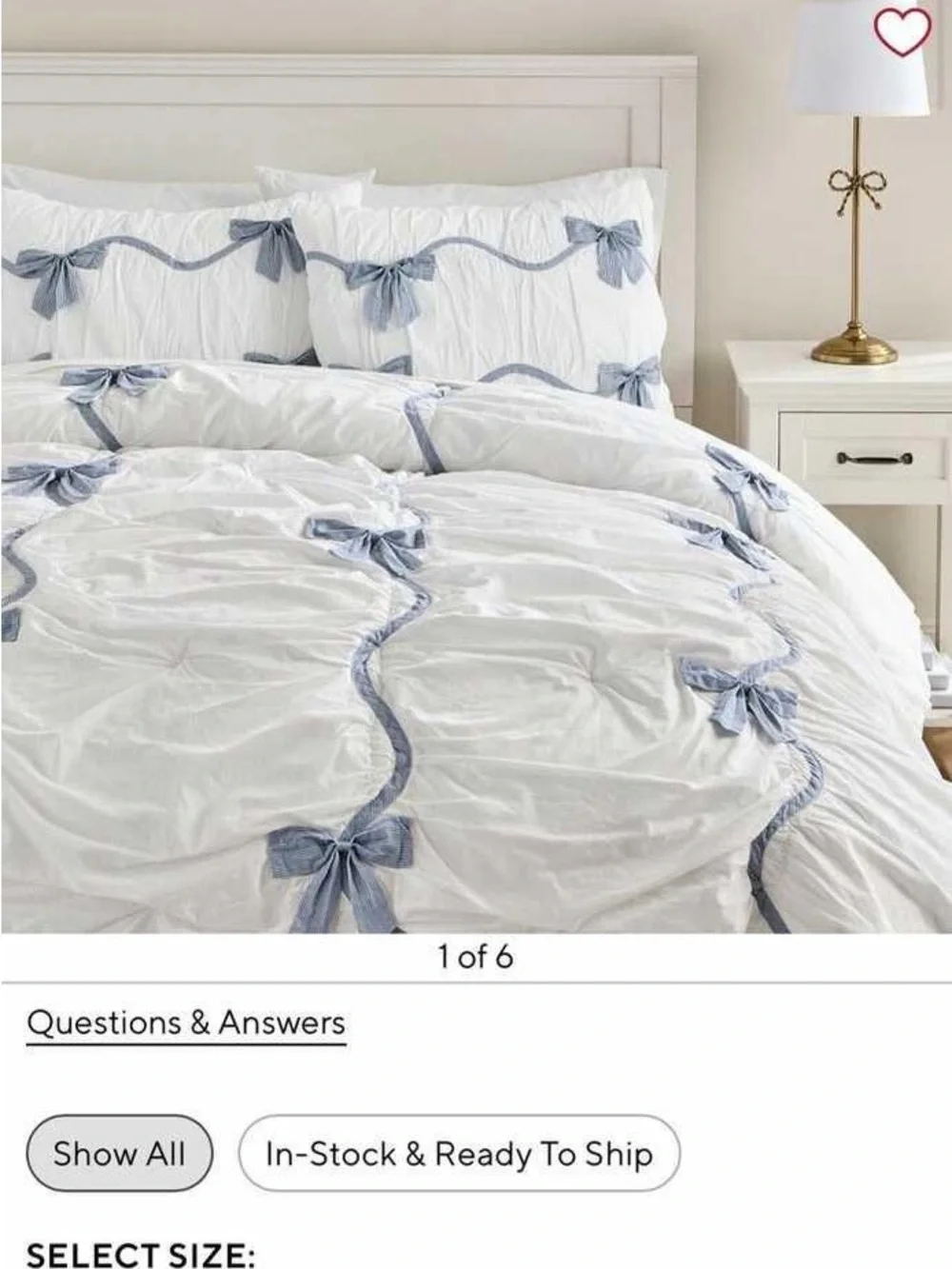 New Pottery Barn Stripe Bow Comforter size Twin /Twin XL with a Standard Sham.